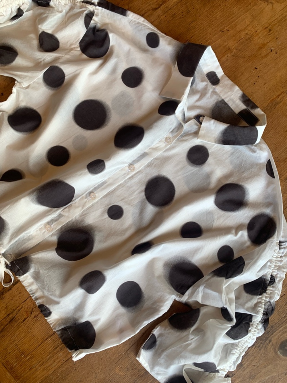 Polka Dot Women's Blouse - Black and White - Picture 7 of 16